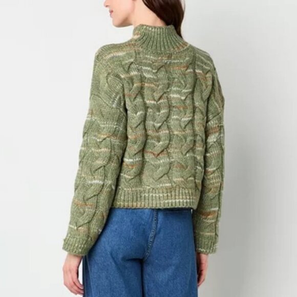 a.n.a Womens Mock Neck Long Slv Cable Knit Pullover Sweater - Green Sz XL 925270 - Picture 2 of 2